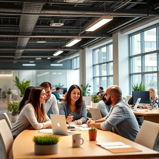 Photo d'√©quipe d'une entreprise lyonnaise, pr√©sentant un environnement de travail collaboratif et dynamique.