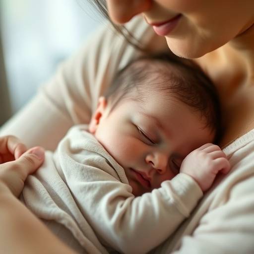 Photo d'un b√©b√© dormant dans les bras de sa maman, cr√©ant une image tendre et intime.